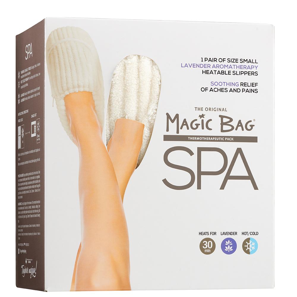 Magic Bag SPA Lavender Aromatherapy Heatable Slippers packaging with cozy design.