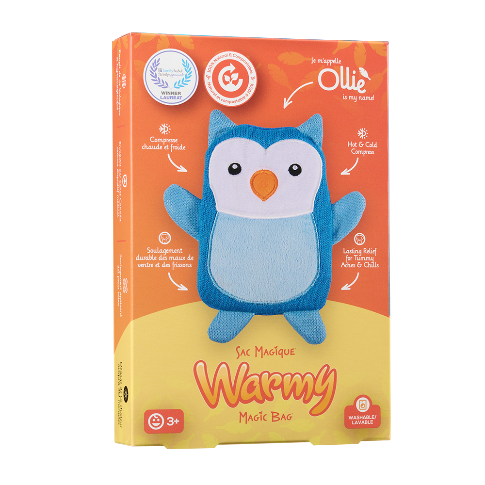 Magic Bag Warmy Ollie the Owl hot and cold compress for kids, plush design for soothing aches and comfort.