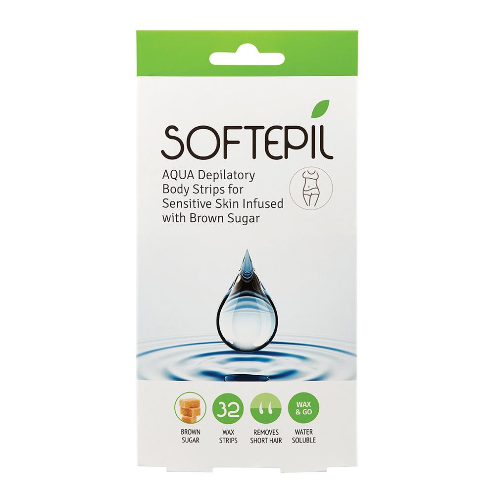 Aqua Body Depilatory Strips Infused with Brown Sugar - SoftEpil Packaging