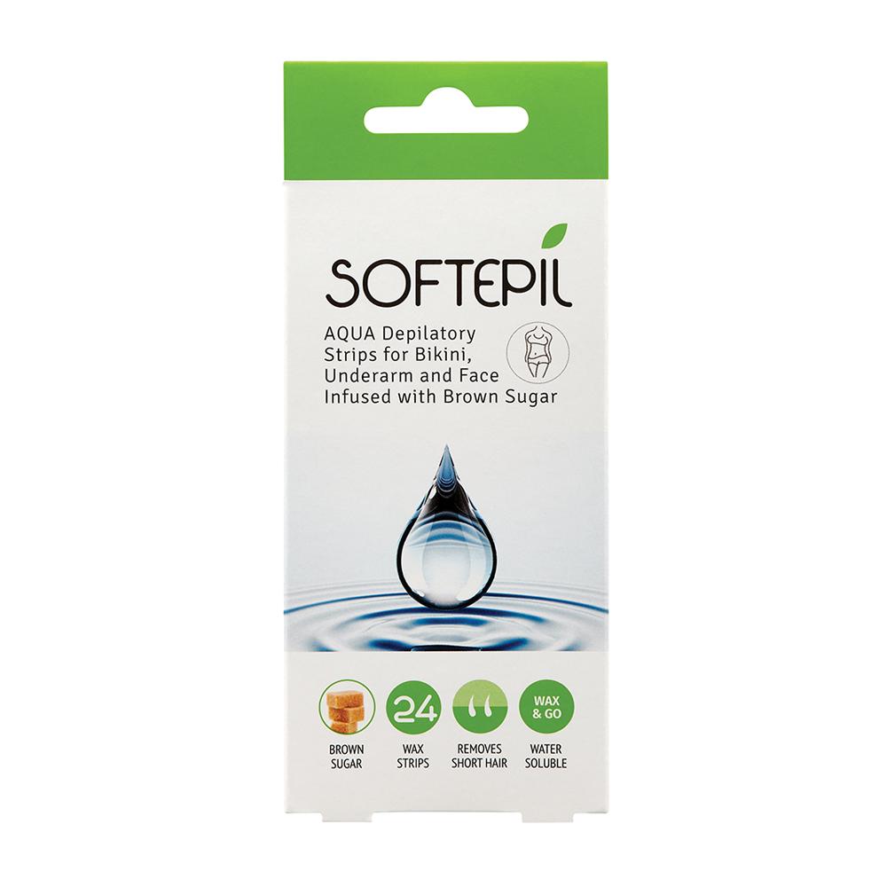 Aqua Depilatory Strips for Bikini, Underarm & Face Infused with Brown Sugar - SoftEpil