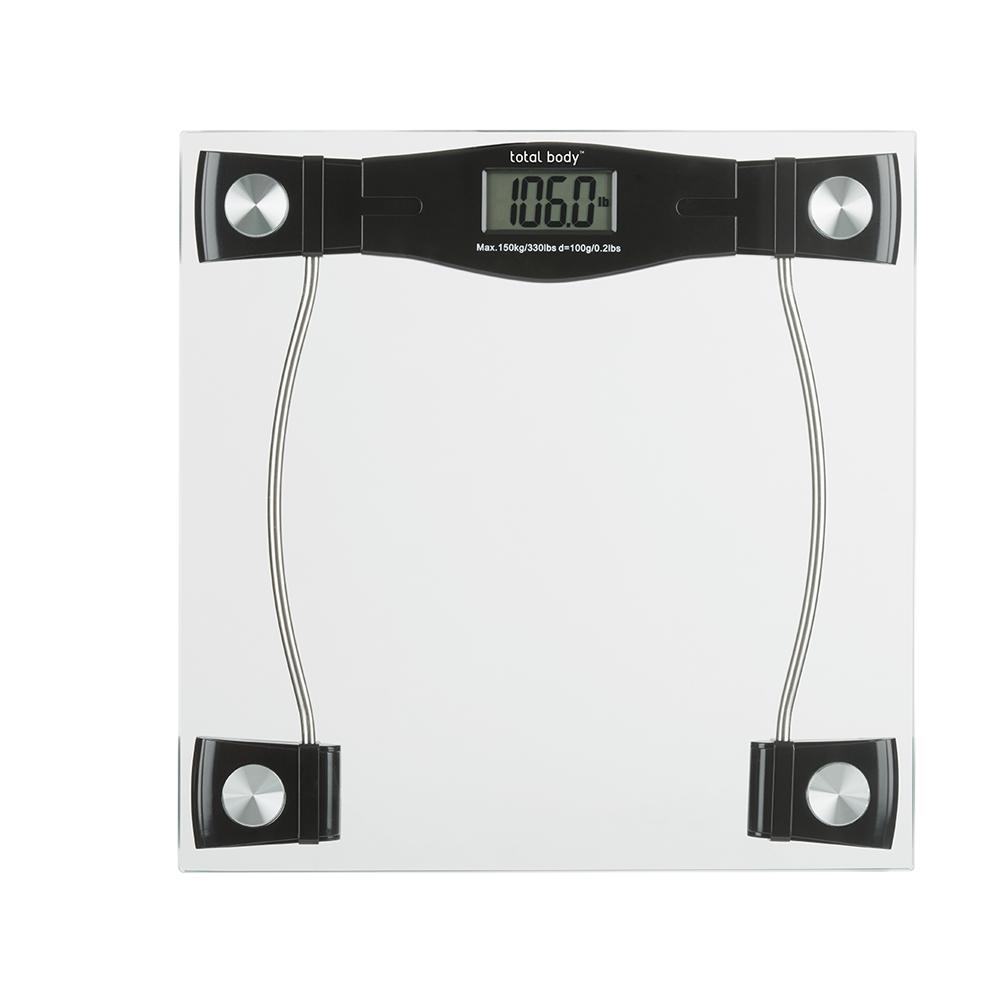 Electronic Personal Scale - Glass And Black Aluminum Finish Total Body