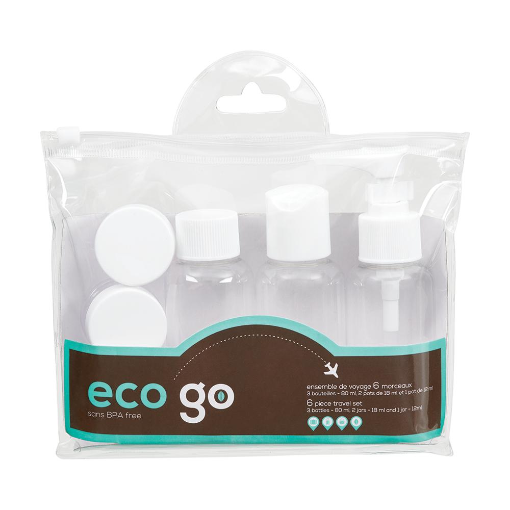 Toiletries Travel Set 6 Piece  - 3 Bottles & 3 Jars Eco-Go