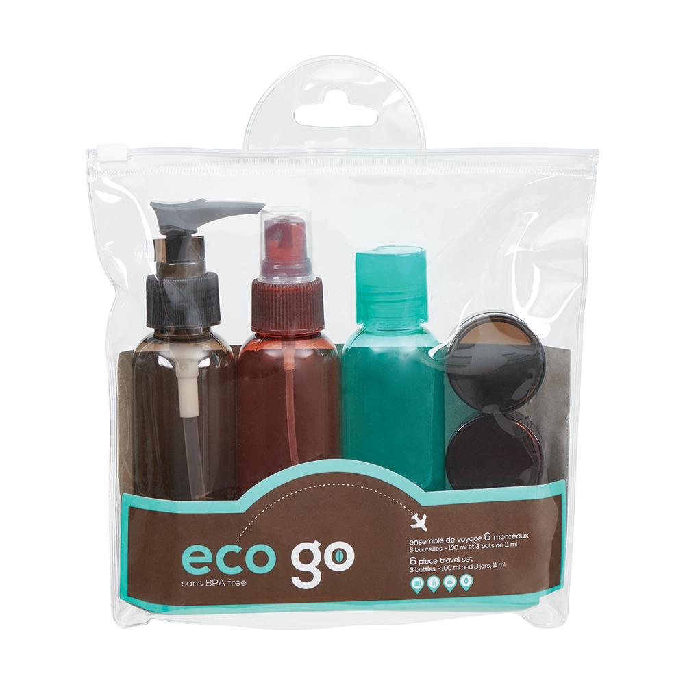 Ensemble voyage 6 morceaux - 3 bouteilles + 3 pots Eco-go