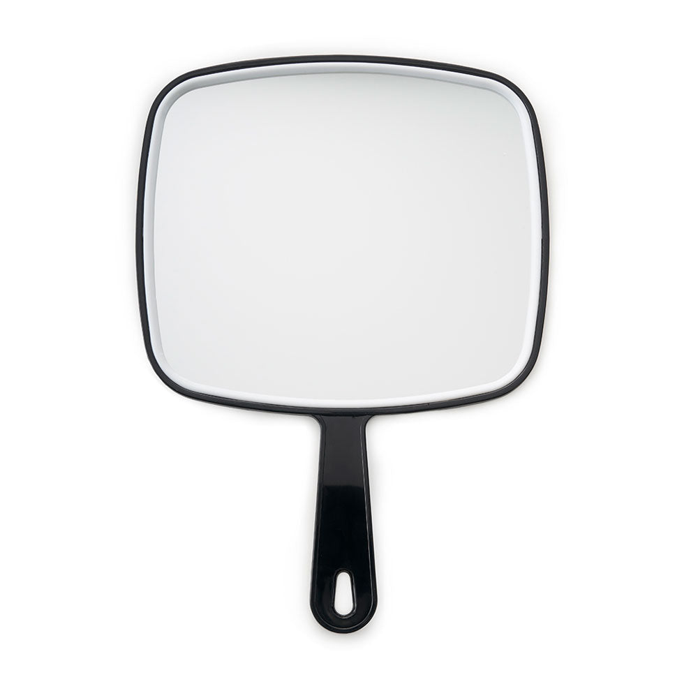 A simple Vie Art rectangular black mirror with a handle 