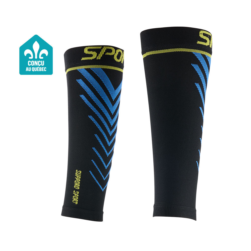 Supporo Manchons de compression sport unisexe noir et bleu 20-30 mmHg