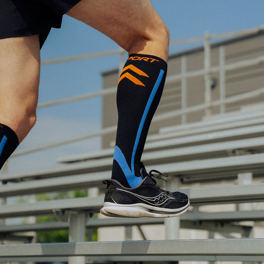 Supporo Unisex Sport Compression Socks Black and Blue, 20-30mmHg