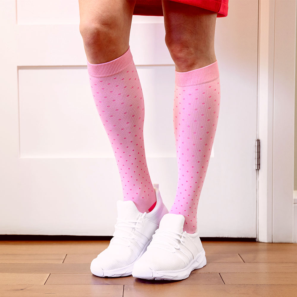 Supporo Pink Polka-Dot Compression Socks 15-20mmHg