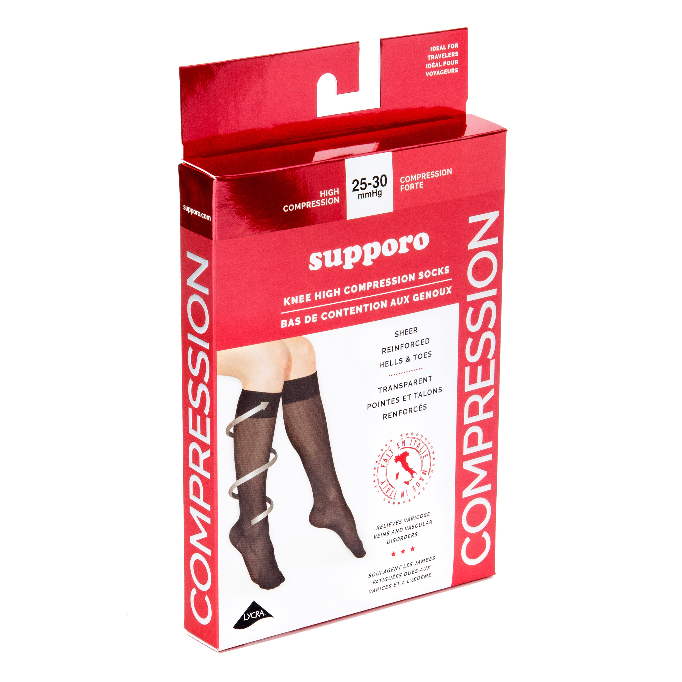 Supporo Sheer Knee-high Compression Socks, 25-30 mmHg