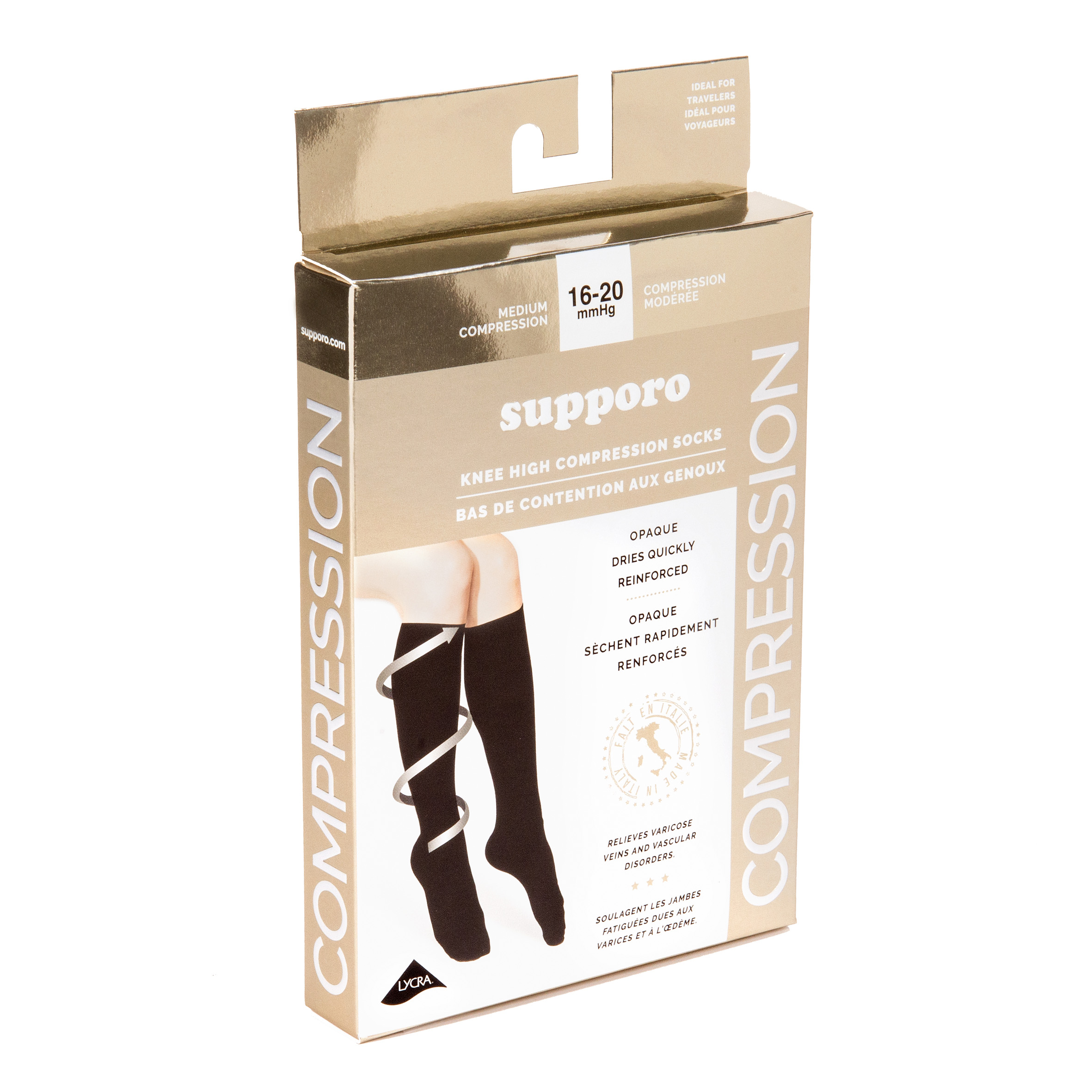 Supporo Opaque Knee-high Compression Socks, 16-20 mmHg - Supporo