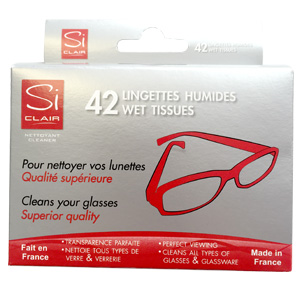 Siclair Lingettes humides pour nettoyer les lunettes - 42pces