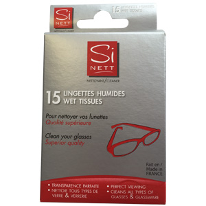 Siclair Lingettes humides pour nettoyer les lunettes - 15pces
